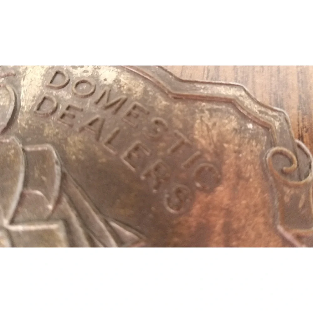 Livingston Wells & Co Vintage Brass Belt Buckle Gold Dealers Shipping 4 x 3